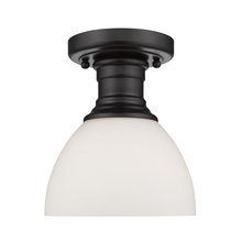  3118-SF BLK-OP - Hines Semi-flush in Matte Black with Opal Glass